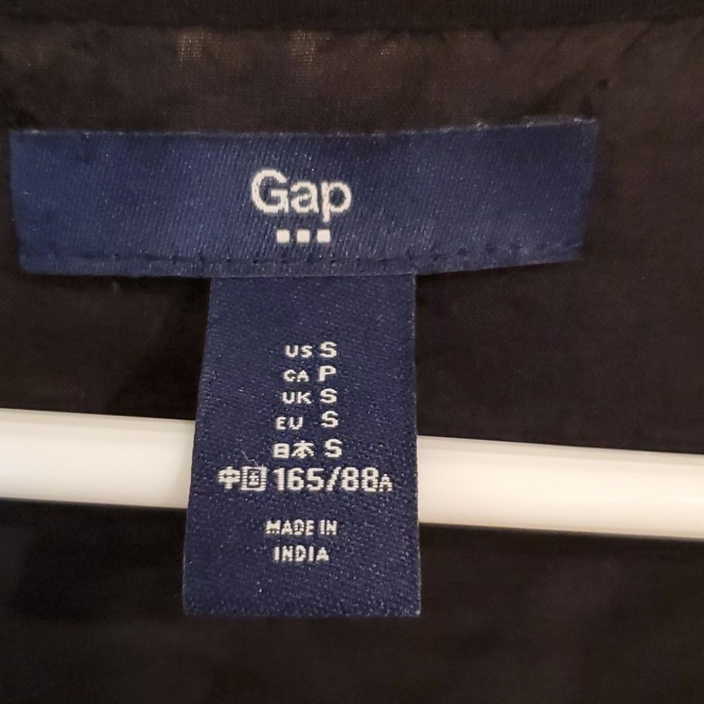 GAP Black Viscose Wrap Front Short Sleeve Blouse Top - Women's Small - Picture 8 of 14